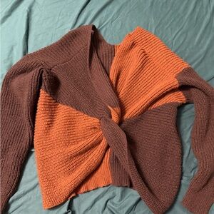 Two-Tone Brown and Orange Women's Sweater